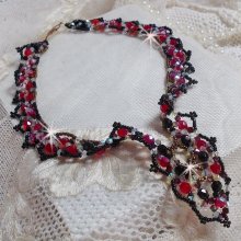 Collana di rubini e neri con sfaccettature di cristallo Swarovski e filatori